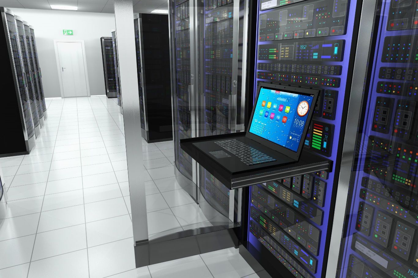 High-density server racks with cabling